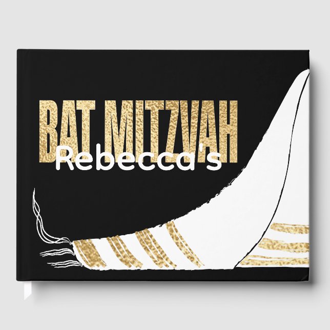 BM Bat mitzvah Elegant Guld Guest Bok (Framsida)