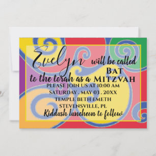 BM Bat mitzvah Pub Mitzvah Swirls-inbjudan Inbjudningar