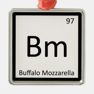 Bm - Buffalo Mozzarella Cheese Chemistry Symbol Julgransprydnad Metall