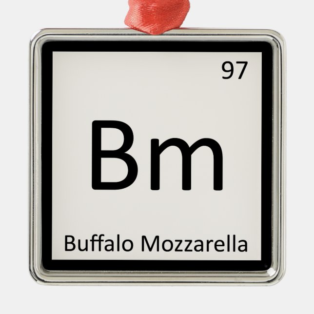 Bm - Buffalo Mozzarella Cheese Chemistry Symbol Julgransprydnad Metall (Framsidan)
