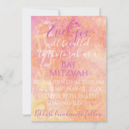 BM Fladdermus N Pub Mitzvah Flowery Subtle-inbjuda Inbjudningar