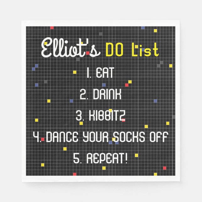 BM Fladdermus Pub Mitzvah Game on Pappersservett (Framsidan)