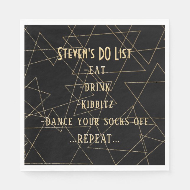 BM Fladdermus Pub Mitzvah Guld Stars Pappersservett (Framsidan)