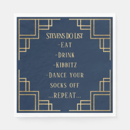 BM Fladdermus Pub Mitzvah Navy Art Deco Pappersservett