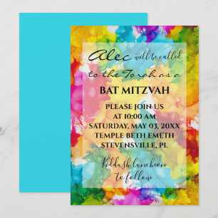 BM Fladdermus Pub Mitzvah Stänk av inbjudan till F