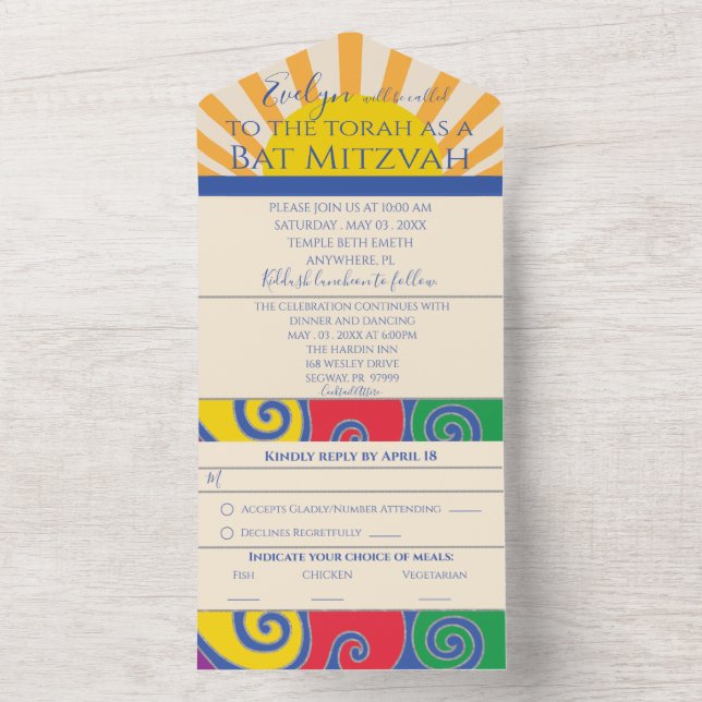 BM Pub Bat mitzvah alla i ett inbjudningsfönster (Insida)