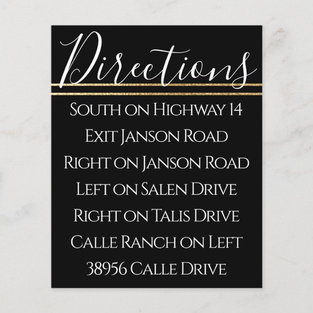 BM Pub Bat mitzvah Elegant Guld riktningskort för (Framsida)