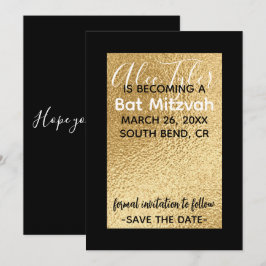 BM Pub Bat mitzvah Elegant Guld Spara Datumet