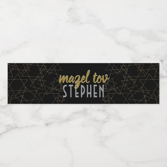 BM Pub Bat mitzvah Guld Stars Vattenflaskor Etikett (Singel etikett)