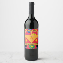 BM Pub Bat mitzvah Hippie Flowers Vinflaska Etikett