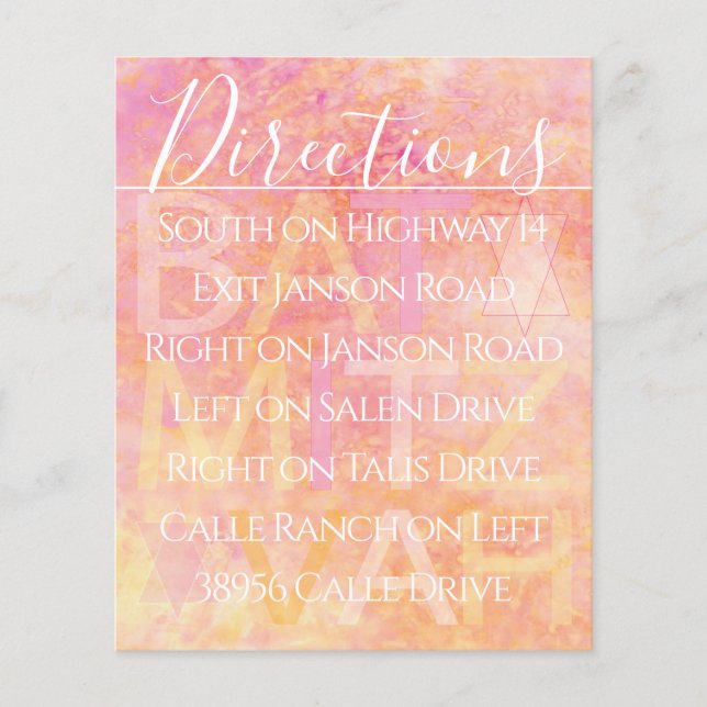 BM Pub Bat mitzvah kort för bara subtil körning (Framsida)