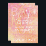 BM Pub Bat mitzvah - spara bara ett fåtal datum Spara Datumet<br><div class="desc">Enkelt subtil och vackert uppgiven Pub Mitzvah eller Bat mitzvah Spara-the-Date-kort. I och med färg hoppas man med denna utformning kunna ge en positiv signal till ett välförtjänt firande. All inslag som konstruerats kan redigeras och/eller överföras till andra Zazzle-produkter. Anpassa genom att ta bort text och ersätta med en egen....</div>