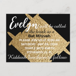 BM Pub eller Bat mitzvah Black N Guld Torah Vykort