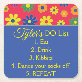 BM Pub eller Bat mitzvah blommor Underlägg Papper Kvadrat