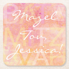BM Pub eller Bat mitzvah Enkelt subtil Underlägg Papper Kvadrat