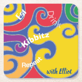 BM Pub eller Bat mitzvah färggranulat Underlägg Papper Kvadrat