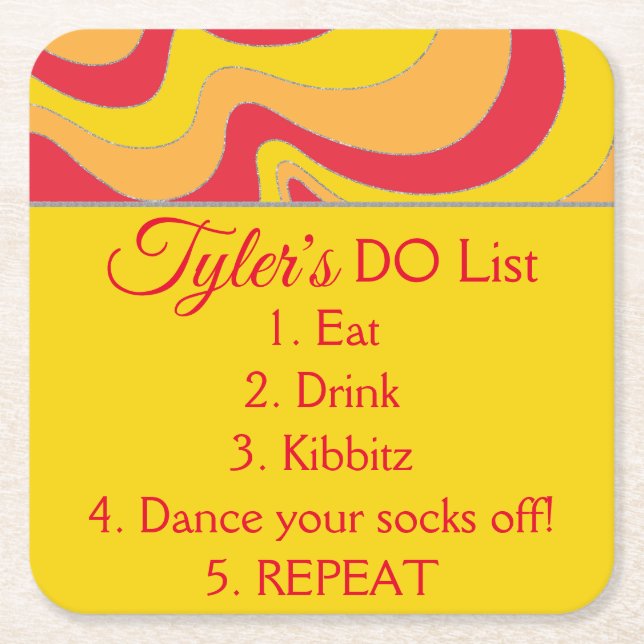 BM Pub eller Bat mitzvah Glitter Swirl Underlägg Papper Kvadrat (Framsidan)