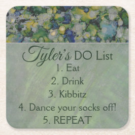 BM Pub eller Bat mitzvah Gröntar Silvers Underlägg Papper Kvadrat