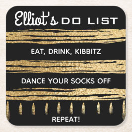 BM Pub eller Bat mitzvah GULD TALLIT Underlägg Papper Kvadrat