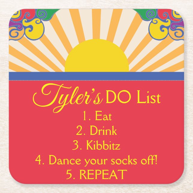 BM Pub eller Bat mitzvah Let Sunshine in Underlägg Papper Kvadrat (Framsidan)