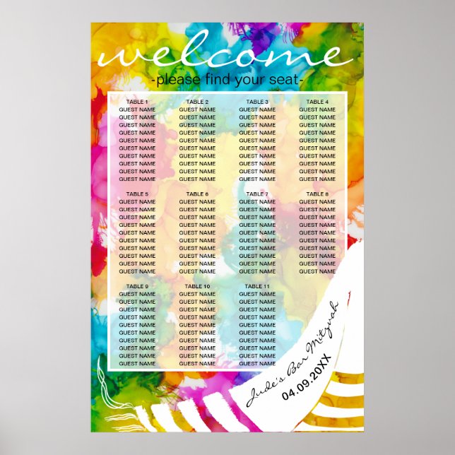 BM Pub N Bat mitzvah färglöst sittplatsschema för  Poster (Framsidan)