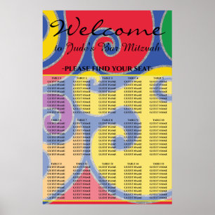 BM Pub och Bat mitzvah färgat rullgarsmonteringssc Poster
