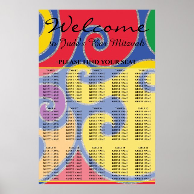 BM Pub och Bat mitzvah färgat rullgarsmonteringssc Poster (Framsidan)