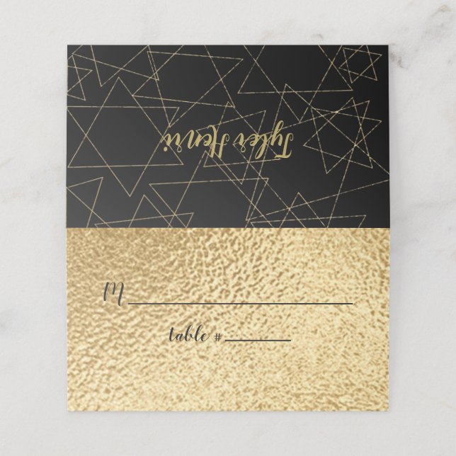 BM Pub och Bat mitzvah Guld Stars Plattskort Placeringskort (Utvändigt utvikt)