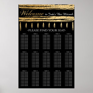 BM Pub och Bat mitzvah sätesschemat Guld Poster