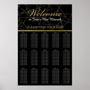 BM Pub och sätesdiagram för Bat mitzvah Guld-stjär Poster
