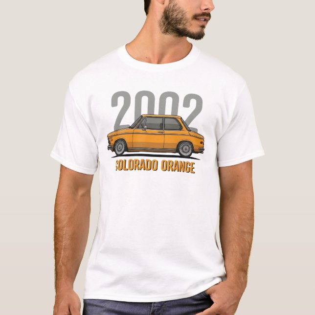 BMW 2002 Colorado Orange Klassisk Bil T Shirt (Framsida)