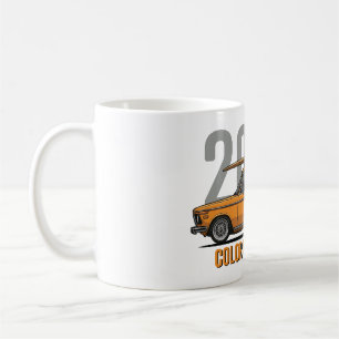 BMW 2002 Colorado Orange Surfboard Klassisk Bil Kaffemugg