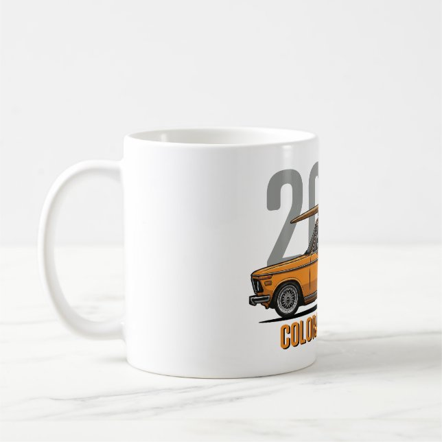 BMW 2002 Colorado Orange Surfboard Klassisk Bil Kaffemugg (Vänster)