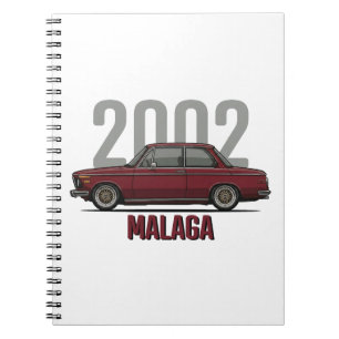 BMW 2002 Malaga Red Klassisk Bil Anteckningsbok