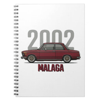 BMW 2002 Malaga Red Klassisk Bil Anteckningsbok