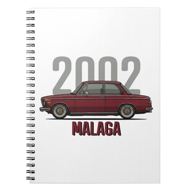 BMW 2002 Malaga Red Klassisk Bil  Anteckningsbok (Framsidan)