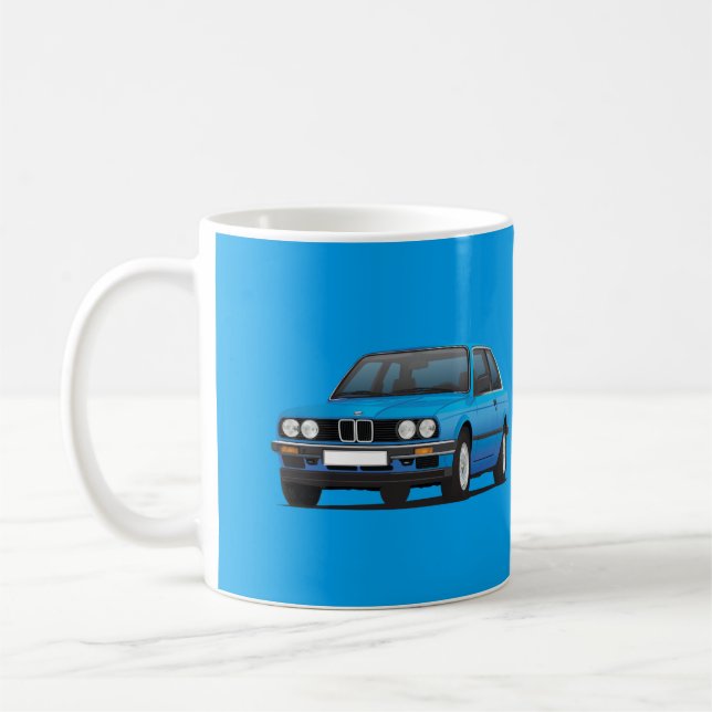 BMW 3 serie, E30, blått, illustration Kaffemugg (Vänster)
