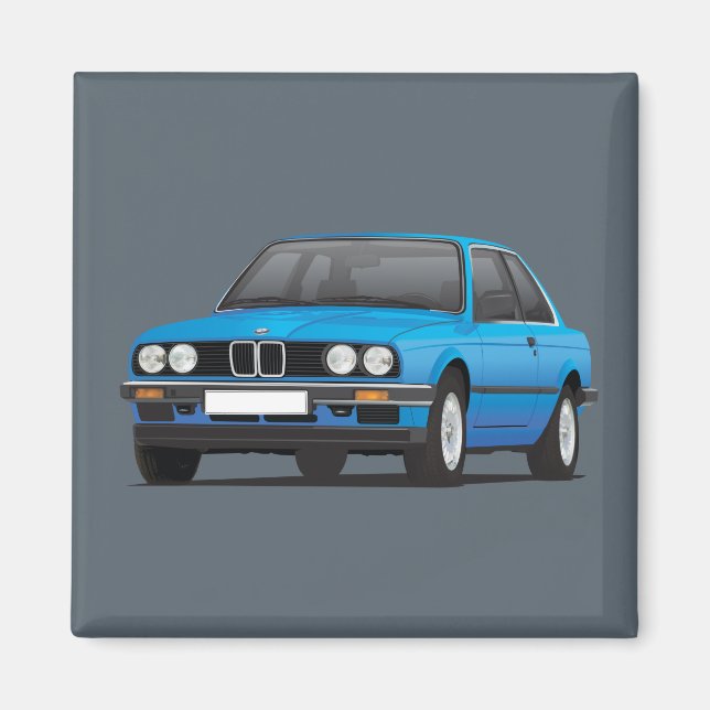 BMW E30 (3-serie) blått Magnet (Framsidan)