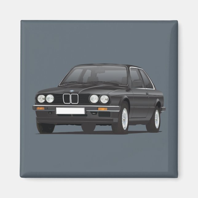 BMW E30 (3-serie) svart Magnet (Framsidan)