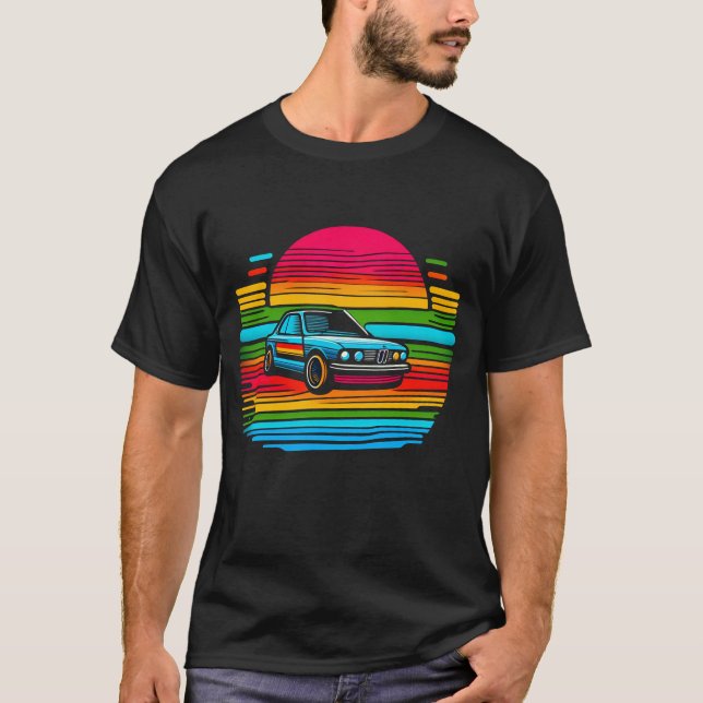 BMW e30 (3-serien) Retro Stil T Shirt (Framsida)