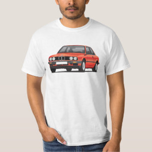 BMW E30 (3-series), metalliskt rött, illustration T-shirt