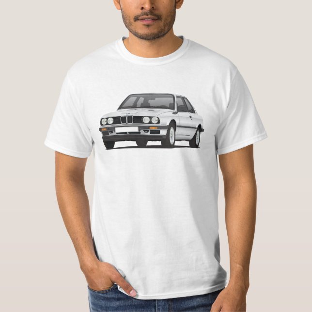 BMW E30 (3-series), silverillustration, t-skjorta Tee (Framsida)