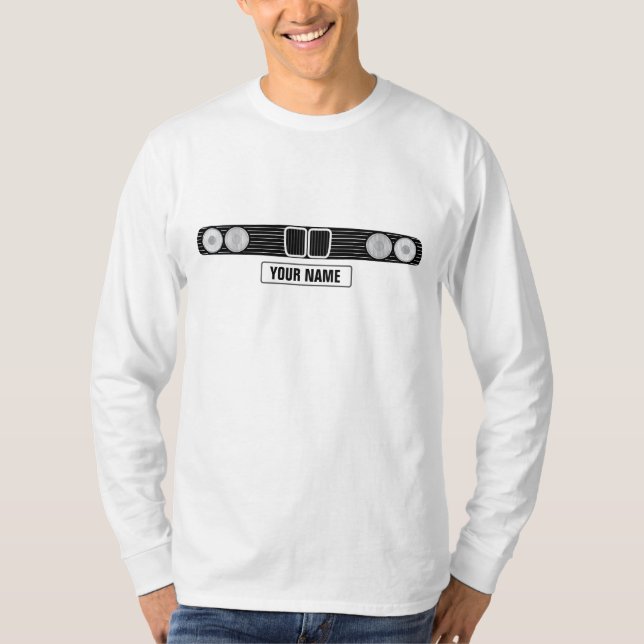 BMW E30 fram med registreringsskylt T-shirt (Framsida)