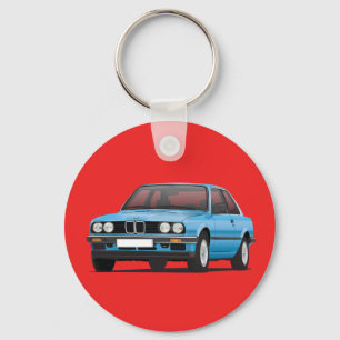 BMW E30 silverblått Nyckelring