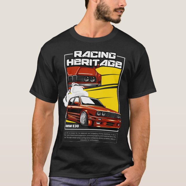 BMW E30 Tävla Heritage T Shirt (Framsida)