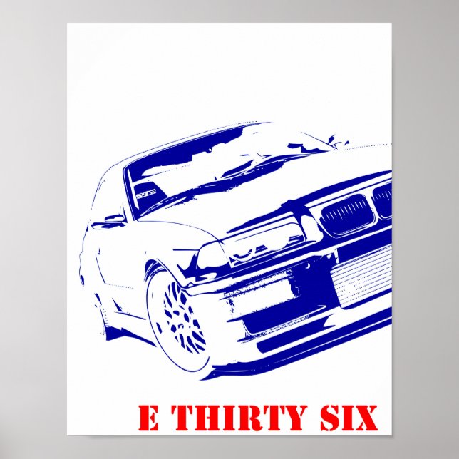 BMW E 36 TREDJE SIX E36ers Bimmer Poster (Framsidan)