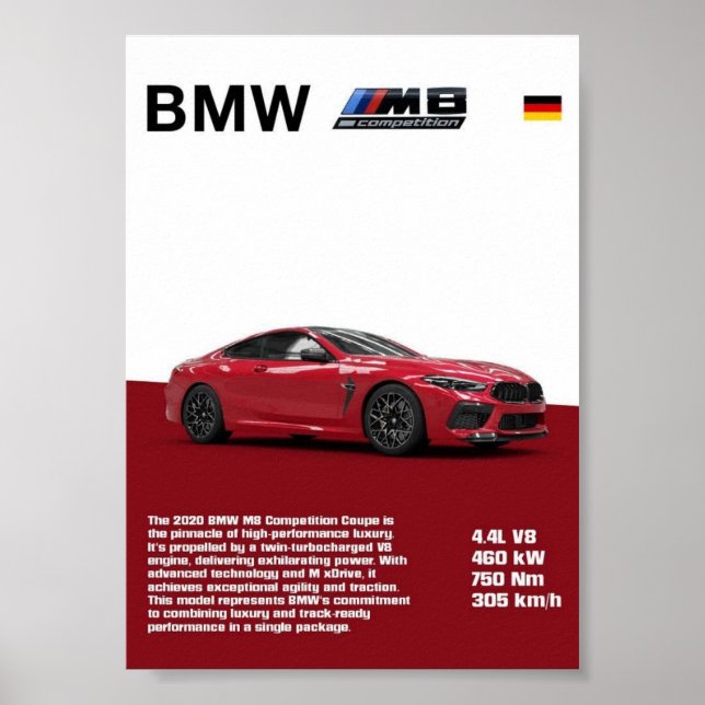 BMW Högpresterande Lyxposter Poster (Framsidan)