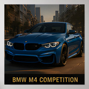 BMW M4 Competition Modern tysk sportbil Poster