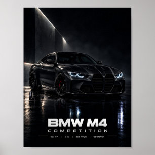 BMW M4 Competition – Svart Lyxig Sportbil Autom Poster