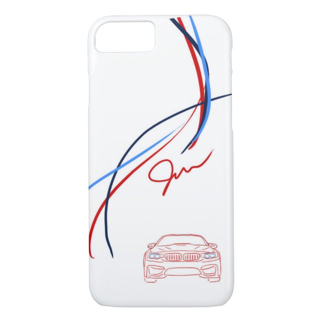 BMW M4 görar randig vitfodral för iPhone 7 Case-Mate iPhone Skal (Baksida)